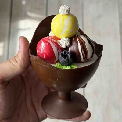 جام بستنی 4 اسکوپ - رنگ قهوه ای